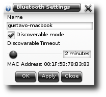 Enlightenment bluetooth adapter controls.
